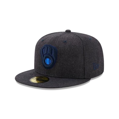 Milwaukee Brewers Gorra | New Era MLB Heather 59fifty Fitted Cap Mexico - Azules